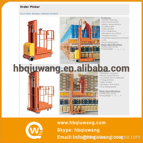 Semi-automatic 4m/5m/6m warehouse aerial order picker